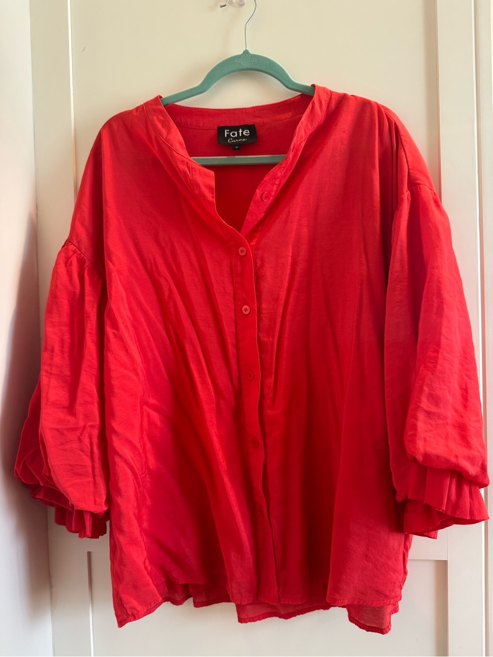 Fate Red Button-Front Flowing Blouse